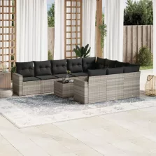   vidaXL 11 részes világosszürke polyrattan kerti ülőgarnitúra párnákkal