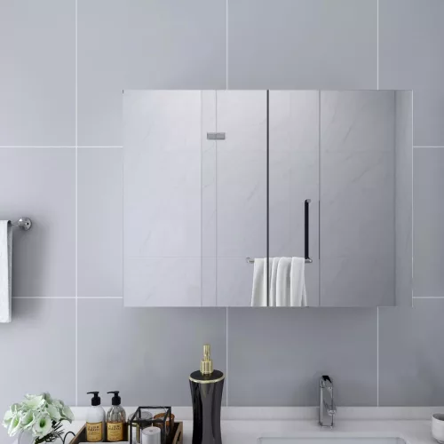 vidaXL fehér MDF tükrös fürdőszobaszekrény 80 x 15 x 60 cm
