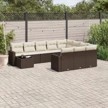   vidaXL 11 részes barna polyrattan kerti ülőgarnitúra párnákkal
