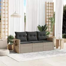   vidaXL 3 részes világosszürke polyrattan kerti ülőgarnitúra párnával