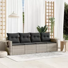   vidaXL 4 részes világosszürke polyrattan kerti ülőgarnitúra párnákkal