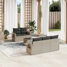   vidaXL 6 részes világosszürke polyrattan kerti ülőgarnitúra párnákkal