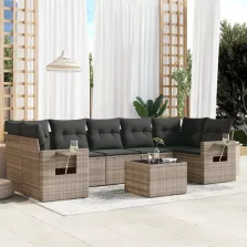   vidaXL 8 részes világosszürke polyrattan kerti ülőgarnitúra párnával