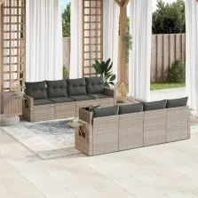   vidaXL 9 részes világosszürke polyrattan kerti ülőgarnitúra párnával
