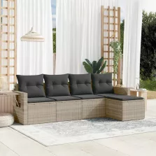   vidaXL 5 részes világosszürke polyrattan kerti ülőgarnitúra párnákkal