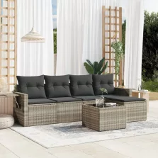   vidaXL 6 részes világosszürke polyrattan kerti ülőgarnitúra párnákkal