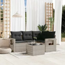   vidaXL 5 részes világosszürke polyrattan kerti ülőgarnitúra párnákkal