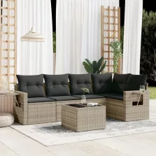   vidaXL 6 részes világosszürke polyrattan kerti ülőgarnitúra párnákkal