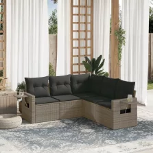   vidaXL 5 részes szürke polyrattan kerti ülőgarnitúra párnákkal