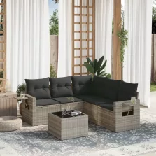   vidaXL 6 részes világosszürke polyrattan kerti ülőgarnitúra párnákkal