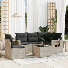   vidaXL 6 részes világosszürke polyrattan kerti ülőgarnitúra párnákkal