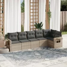   vidaXL 6 részes világosszürke polyrattan kerti ülőgarnitúra párnákkal