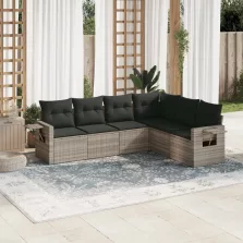   vidaXL 6 részes világosszürke polyrattan kerti ülőgarnitúra párnákkal