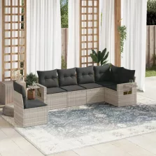   vidaXL 6 részes világosszürke polyrattan kerti ülőgarnitúra párnákkal
