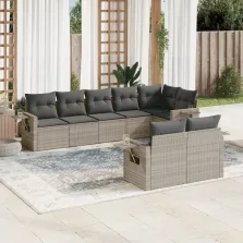   vidaXL 8 részes világosszürke polyrattan kerti ülőgarnitúra párnával