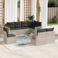   vidaXL 8 részes világosszürke polyrattan kerti ülőgarnitúra párnával