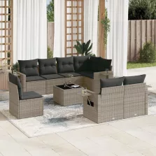   vidaXL 9 részes szürke polyrattan kerti ülőgarnitúra párnákkal