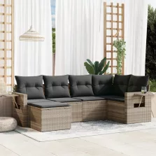   vidaXL 6 részes világosszürke polyrattan kerti ülőgarnitúra párnákkal