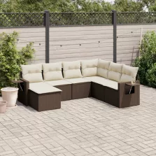   vidaXL 7 részes barna polyrattan kerti ülőgarnitúra párnákkal
