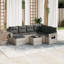   vidaXL 8 részes világosszürke polyrattan kerti ülőgarnitúra párnával