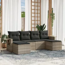   vidaXL 6 részes világosszürke polyrattan kerti ülőgarnitúra párnákkal