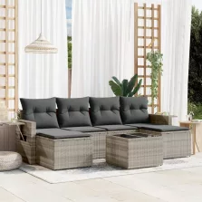   vidaXL 7 részes világosszürke polyrattan kerti ülőgarnitúra párnákkal