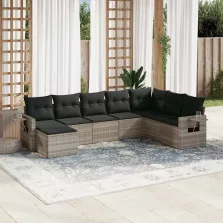   vidaXL 8 részes világosszürke polyrattan kerti ülőgarnitúra párnával