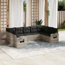   vidaXL 9 részes világosszürke polyrattan kerti ülőgarnitúra párnával