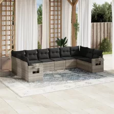  vidaXL 10 részes világosszürke polyrattan kerti ülőgarnitúra párnákkal
