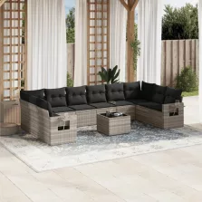   vidaXL 11 részes világosszürke polyrattan kerti ülőgarnitúra párnákkal
