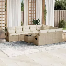   vidaXL 11 részes bézs polyrattan kerti ülőgarnitúra párnákkal