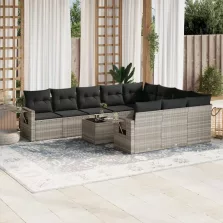   vidaXL 11 részes világosszürke polyrattan kerti ülőgarnitúra párnákkal