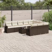   vidaXL 11 részes barna polyrattan kerti ülőgarnitúra párnákkal