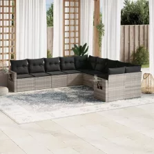   vidaXL 10 részes világosszürke polyrattan kerti ülőgarnitúra párnákkal