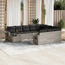   vidaXL 11 részes világosszürke polyrattan kerti ülőgarnitúra párnákkal