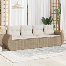   vidaXL 4 részes bézs polyrattan kerti ülőgarnitúra párnákkal