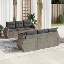   vidaXL 7 részes szürke polyrattan kerti ülőgarnitúra párnákkal
