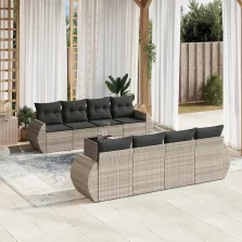   vidaXL 9 részes világosszürke polyrattan kerti ülőgarnitúra párnával