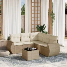   vidaXL 6 részes bézs polyrattan kerti ülőgarnitúra párnával