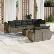   vidaXL 9 részes szürke polyrattan kerti ülőgarnitúra párnákkal