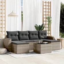   vidaXL 7 részes szürke polyrattan kerti ülőgarnitúra párnákkal