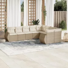   vidaXL 9 részes bézs polyrattan kerti ülőgarnitúra párnákkal