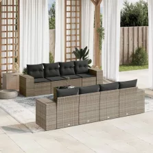   vidaXL 9 részes szürke polyrattan kerti ülőgarnitúra párnákkal