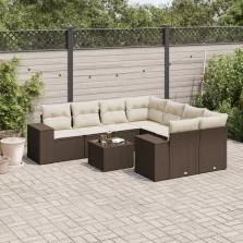   vidaXL 9 részes barna polyrattan kerti ülőgarnitúra párnákkal