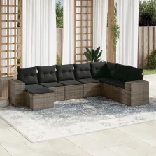   vidaXL 8 részes szürke polyrattan kerti ülőgarnitúra párnákkal