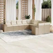   vidaXL 10 részes bézs polyrattan kerti ülőgarnitúra párnával