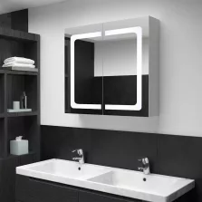   vidaXL tükrös fürdőszobaszekrény LED világítással 80 x 12,2 x 68 cm