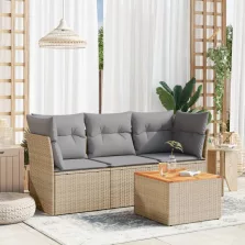   vidaXL 4 részes vegyes bézs polyrattan kerti ülőgarnitúra párnákkal