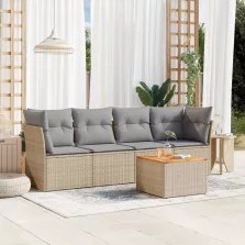   vidaXL 5 részes vegyes bézs polyrattan kerti ülőgarnitúra párnákkal