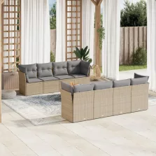   vidaXL 9 részes vegyes bézs polyrattan kerti ülőgarnitúra párnákkal